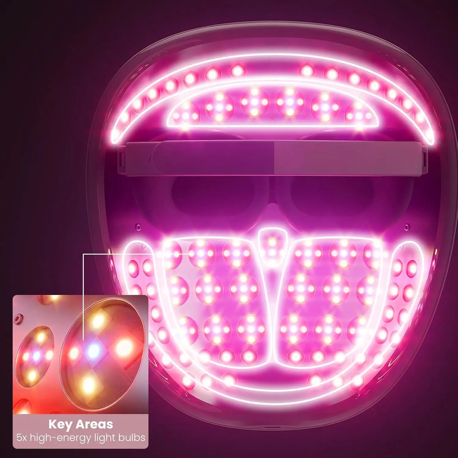 5-In-1 LED Face Mask for Skin Care | Light Therapy Mask with Adjustable Blue, Red, Green, and Yellow Light Settings for Radiant Skin